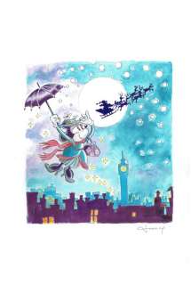 Fernandez, Tony | Original drawing   - Minnie Mouse inspired by Mary Poppins  - Disney Art X-Mas | Catawiki