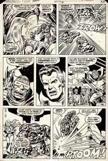 Sal Buscema Joe Sinnott - Fantastic Four Annual #13 P 38 (All Out Battle Page with Thing & Mr Fantastic Battling Moleman & His Minions Throughout!) 1978