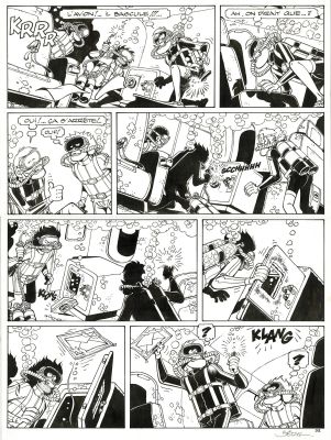 Bédu - Lot 315 - Clifton, Matoutou-Falaise, planche originale à l’encre de chine pour cet album paru en 1990 au Lombard.