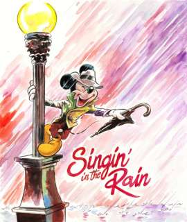 Tony Fernandez - Mickey Mouse Inspired By "Singin’ in the Rain" (1952) - Original Painting - Hand Signed | Catawiki