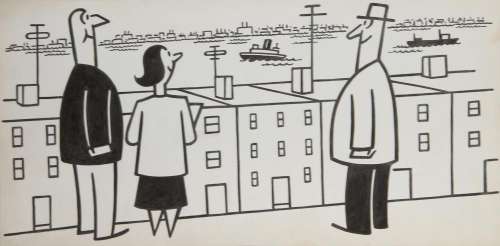 Unknown Artist, Rooftop View, Ink on Paper | misc / divers