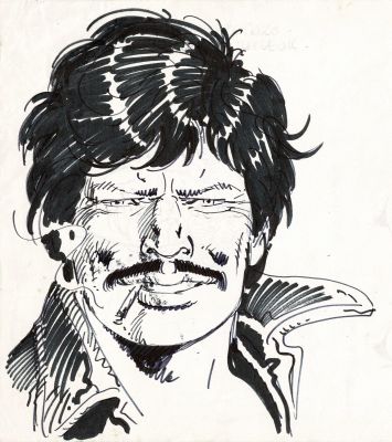 Malik | Lot 372 - Archie Cash, dessin original à l’encre de chine et au feutre fin. Au verso une étude de personnage originale. | Septimus