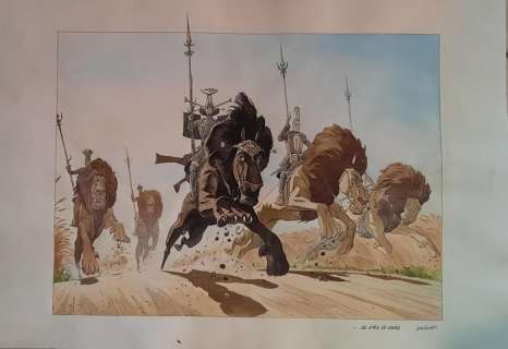 Zuccheri, Laura - 1 Original drawing - Les Epee de verre - Attack to the Yama’s village - 2006 | Catawiki