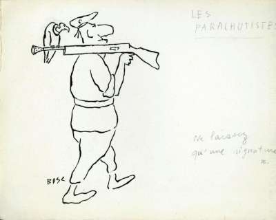 Bosc Jean | Les parachutistes Illustration à l’encre de chine... | Vermot et Associés