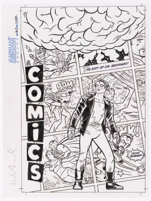 Lot 79 - MICHAEL ALLRED MADMAN: THE COMPLETE MADMAN COMICS VOL. 3 TRADE PAPERBACK COVER ORIGINAL ART. | Hake’s