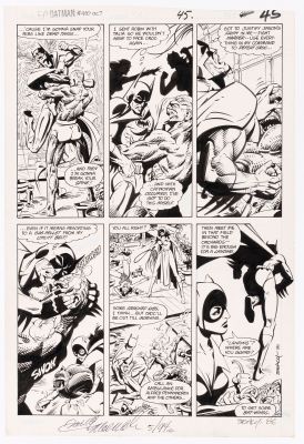 Lot 190 - KEN STEACY BATMAN #400 COMIC BOOK PAGE ORIGINAL ART. | Hake’s