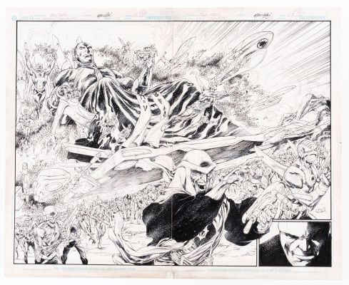 Lot 120 - IVAN REIS RANN-THANAGAR WAR #5 COMIC BOOK DOUBLE-PAGE SPREAD ORIGINAL ART. | Hake’s