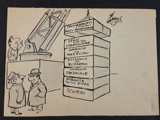 Guareschi, Giovanni - 1 Original drawing - Candido: le Opere del Regime | Catawiki