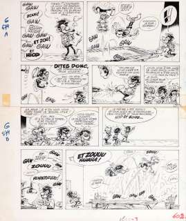 Franquin | Gaston, planche-gag n° 574 Ã  l’encre de Chine… | Millon