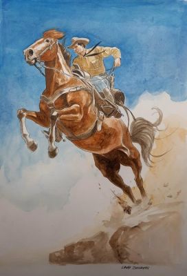 Zuccheri, Laura - 1 Original colour drawing - Tex - The jump - 2025 | Catawiki