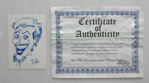 Bob Kane - Original Sketch - The joker with certificate - 1 croquis original | Catawiki