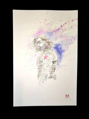 David Mack - Original colour drawing - Winter Soldier - with COA - 2017 | Catawiki