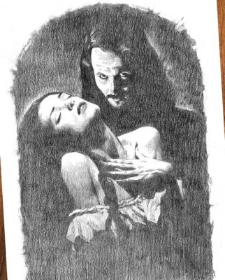 Maren Œuvre d’art - Dracula & Mina Harker (Bram Stoker’s Dracula) – Hand Signed Original Pencil Drawing | Catawiki