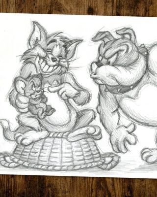 Joan Vizcarra Œuvre originale - Tom & Jerry "Ups!" – Hand Signed Original Pencil Artwork | Catawiki
