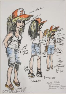 Wasterlain, Marc - 1 Original colour drawing - Jeannette Pointu - Recherche de personnage | Catawiki
