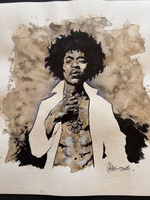 Christophe Chabouté - 1 Original drawing - Jimmy Hendrix - Hommage
