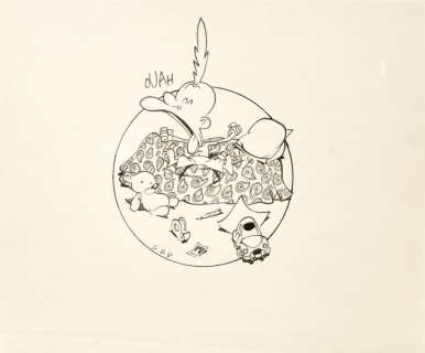 ZEP. Titeuf. Dessin Ã  l’encre de chine. H: 14 cm x L: 17 cm. Projet de T-shirt [...] | Arthema Auction