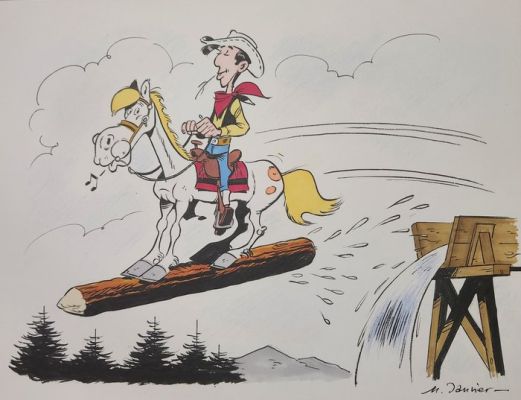 Michel Janvier - 1 Original colour drawing - Lucky Luke