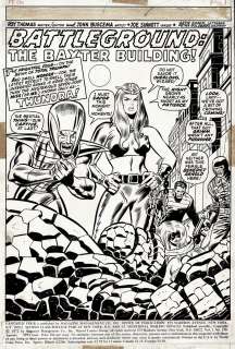 John Buscema Joe Sinnott | Fantastic Four #130 P 1 Splash (Frightful Four: Thundra, Wizard, Sand Man, Trapster Capture the Thing & Medusa!) 1972 | Romitaman