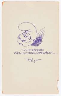 Peyo | Les Schtroumpfs, illustration au stylo bille… | Millon