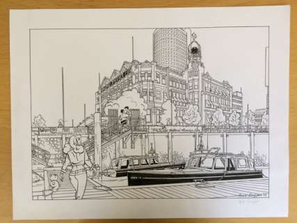 Kuijpers, Henk | Originele tekening + prent  - Watertaxi  - (2013) | Catawiki