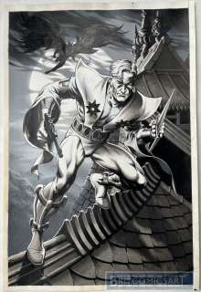 Garry Leach - Manhunter with Batman Pin Up By Garry Leach