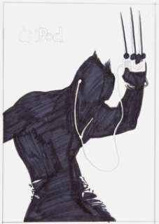 Mike Mayhew - Wolverine iPod Silhouette Ad Illustration Original Art (2004). O.K., so Wolverine was not asked - | Heritage