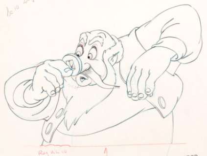 Pinocchio Stromboli Animation Drawing (Walt Disney, 1940). Evil puppet master Stromboli discovers a slug passed -