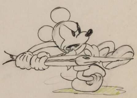 Shanghaied Mickey Mouse Animation Drawing (Walt Disney, 1934). Mickey grabs a stuffed fish off the wall to use - | Heritage