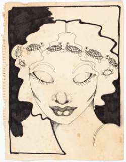 Willy Mendes (attributed) Woman and Turtles Unfinished Original Art (c. 1960s). A nicely conceived drawing of -
