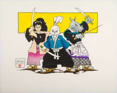 Stan Sakai - Usagi Yojimbo with Tomoe and  Illustration Original Art (1989). Tomoe Ame and Murakami Gennosuke - | Heritage
