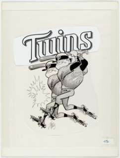 Jack Davis Minnesota Twins Baseball Illustration Original Art (Hot Shots, c. 1988-1992). Double your fun with - | Heritage