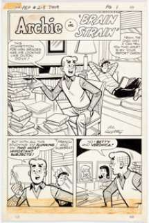 Al Hartley Pep #218: "Brain Strain" Complete 6-Page Story Original Art (Archie Comics, 1968). - | Heritage