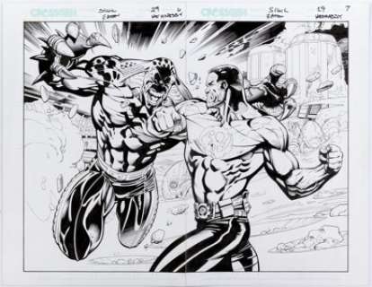 Scot Eaton and Andrew Hennessy Sigil #29 Double Splash Page 6 and 7 Original Art (CrossGen, 2002)....