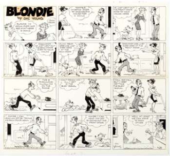 Paul Fung Jr. Blondie Sunday Comic Strip Original Art dated 9-25-66 (King Features Syndicate, 1966)....