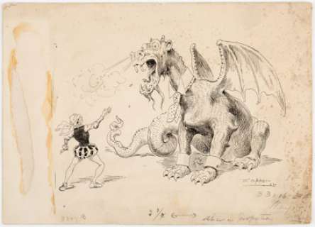 Frederick Burr Opper - "Dragon" Illustration Original Art (c. 1890).... | Heritage