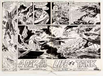 Dick Ayers and Sam Glanzman G.I. Combat #241 Double Page Spread 2-3 Original Art (DC, 1982).... | Heritage