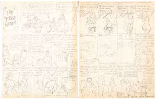 Wally Wood "The Three Bares" Rough Layouts Preliminary Original Art Group of 2 (c. 1970s).... (Total: 2 Original Art) | Heritage