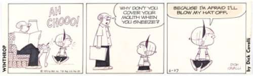 Dick Cavalli Winthrop Daily Comic Strip Original Art dated 6-27-75 (NEA, 1975)....