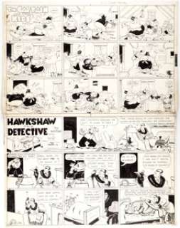 Rudolph Dirks and Gus Mager (as Watso) The Captain and the Kids and Hawkshaw the Detective Conjoined Sunday Comic - | Heritage