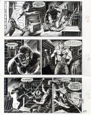 Gallieno Ferri | Tavola originale per Zagor 449  Zenith 500 ‘Il sudario verde’. Cm. 29 x 36 circa. Anno di esecuzione 2002. Pag. 65. | Art e Fumetto