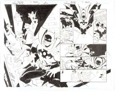 Carlo Barberi and Terry Beatty - Batman: The Brave and the Bold #19 Double Page Spread 6 & 7 Original Art (DC, 2006).