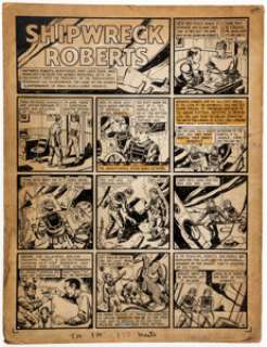 Mike Suchorsky - Master Comics #1 Complete 4-Page Story Shipwreck Roberts Original Art (Fawcett, 1940).