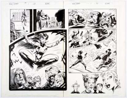 Anthony Winn and Richard Bennett - Wetworks Vampirella #1 Double Splash Pages 17 and 18 Original Art (Image/Harris, 1997).