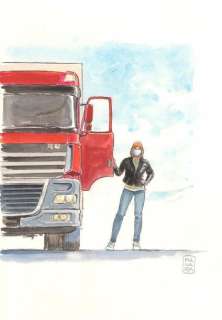 Milo Manara | “Conductrice de poids lourd” Aquarelle sur papier... | Tessier Sarrou