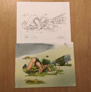 Mazel, L. | Dessin original + mise en couleurs  - Pin-up militaire  - [Annees 80] | Catawiki