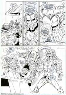Joe Staton and Mark Farmer - Original Art for New Guardians #2, page 19 (DC, 1988). Action-packed page from the - | Heritage