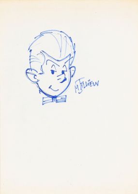 Tillieux | Lot 099 - Gil Jourdan, illustration au feutre bleu… | AZ auction