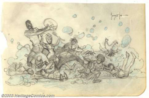 Frank Frazetta - Original Sketch (undated). Frank Frazetta’s line is almost superhuman in its delicacy and - | Heritage