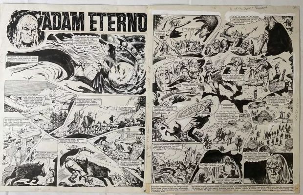 Lot 153 - ADAM ETERNO - A pair of original comic book art pages from LION AND THUNDER comic (c.1970s IPC / | Excalibur Auctions